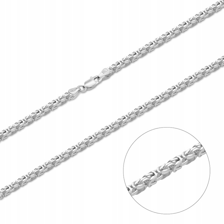 SREBRNY ŁAŃCUCH MĘSKI SPLOT KRÓLEWSKI 50 cm 3 mm SREBRO 925 GRAWER M.JOPEK