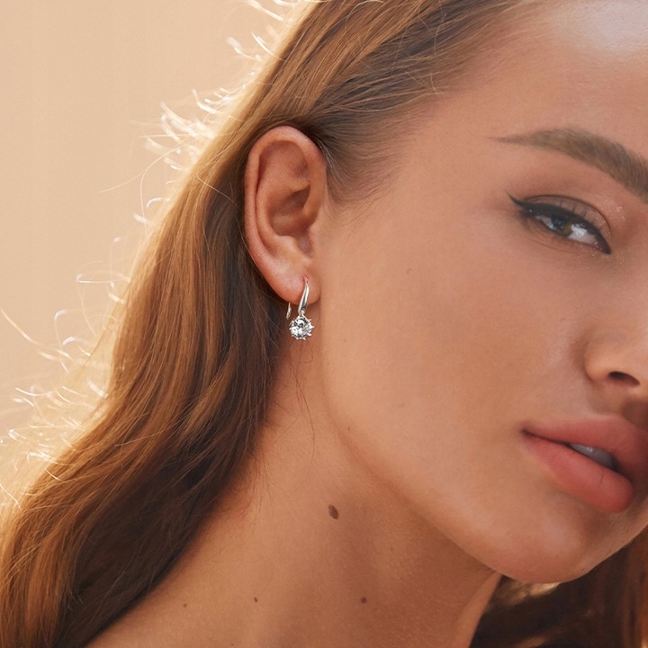 KOLCZYKI Srebrne PRÓBA 925 Z Cyrkoniami SREBRO Sztyfty WKRĘTKI Damskie