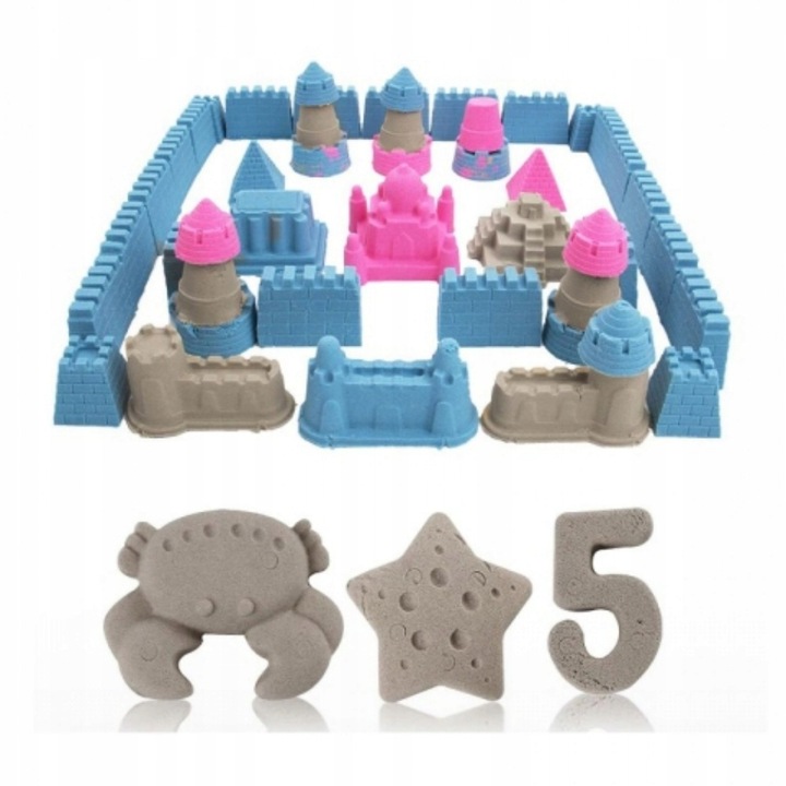 PIASEK KINETYCZNY 5kg +BASEN FOREMKI ŁOPATKA PIASKOWNICA WIADERKO ZESTAW XL