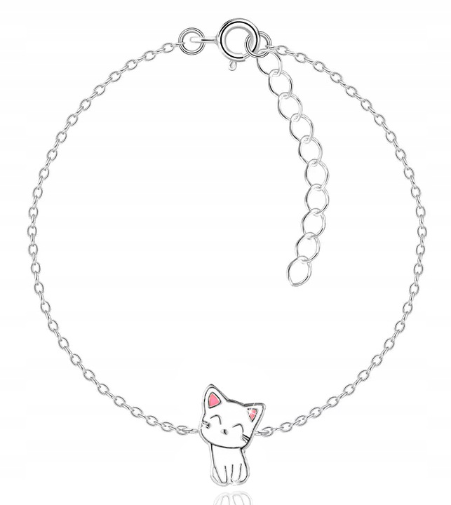 Bransoletka srebrna dla dziewczynki kot kotek celebrytka srebro próba 925