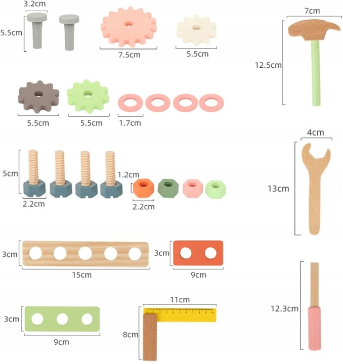 DREWNIANY Warsztat DLA CHŁOPCA Majsterkowicz budowniczy ZESTAW (W072)
