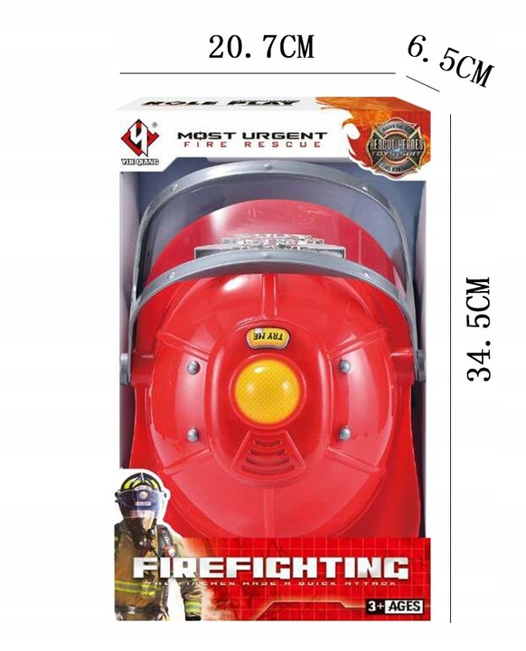 KASK STRAŻACKI Z DŹWIĘKAMI ŚWIATŁEM HEŁM STRAŻAKA DZIECI SYGNAŁ + AUTKO