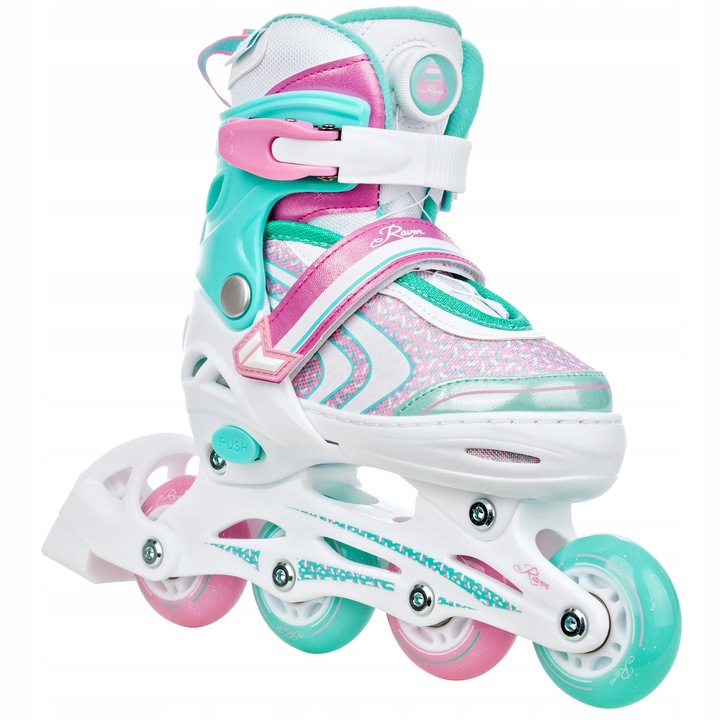 Rolki Regulowane RAVEN Lia PLUS Mint 34-37 Kółka LED