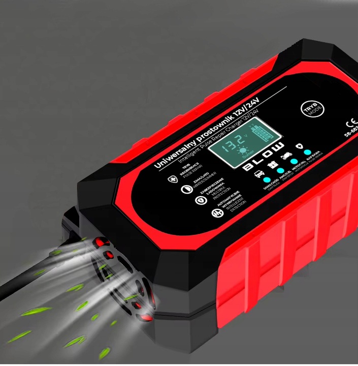 AUTOMATYCZNY INTELIGENTNY PROSTOWNIK ŁADOWARKA AKUMULATORA LCD 24V 12V 8A