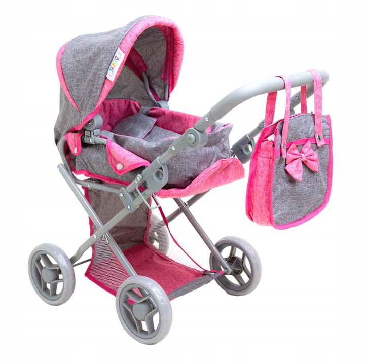 WÓZEK DLA LALEK 3w1 Spacerowy Głeboki Nosidło Torba Przewijak DORIS