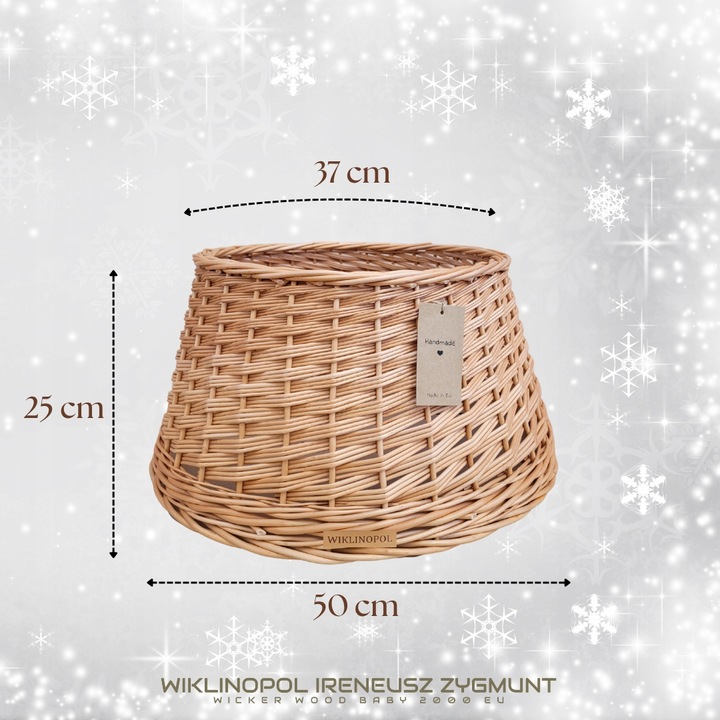 Osłona / kosz / osłonka wiklinowa na stojak pod choinkę NATURALNA Ø 50 cm