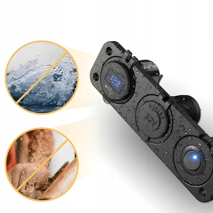 Gniazdo Zapalniczki 12V/24V Woltomierz Samochodowy PANEL Auto USB-C 22,5W