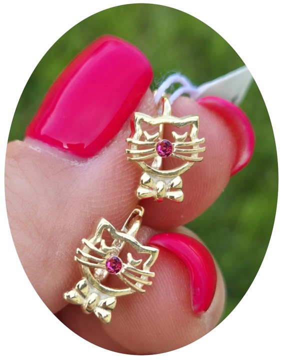 KOLCZYKI ZŁOTE DLA DZIEWCZYNKI SREBRNE KOTY ANGIELSKIE ZE SREBRA PR. AG 925