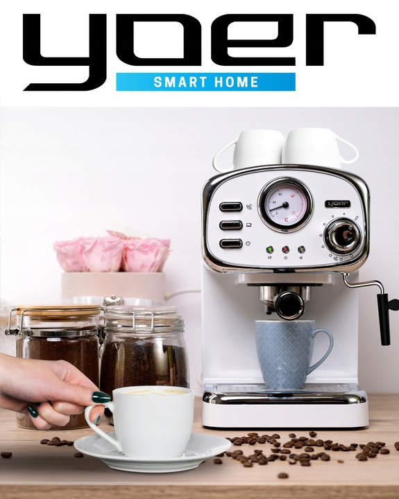 Kolbowy ekspres ciśnieniowy Yoer Breve 1100 W biały