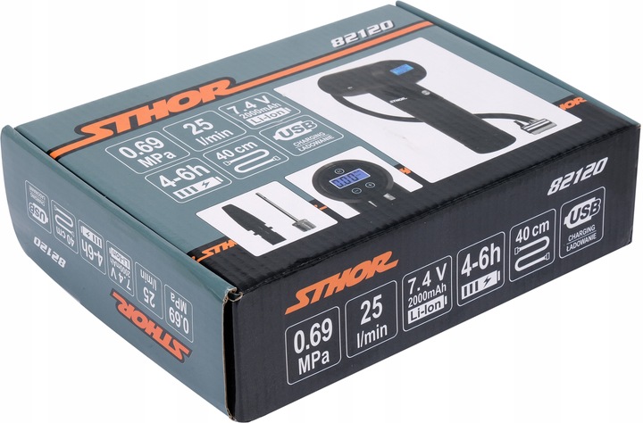 STHOR MINI KOMPRESOR SAMOCHODOWY 100PSI 25L/MIN BEZPRZEWODOWY LED POMPKA