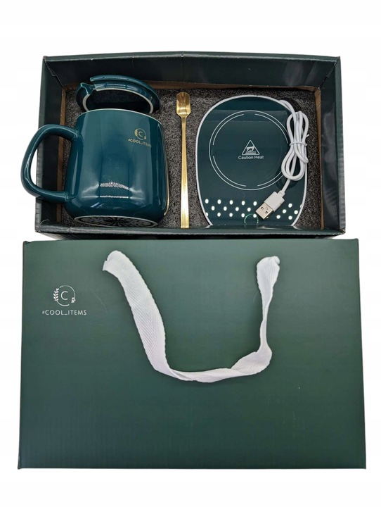 KUBEK DO KAWY HERBATY PODGRZEWACZ USB ŁYŻKA KABEL PREZENT DLA NAUCZYCIELA