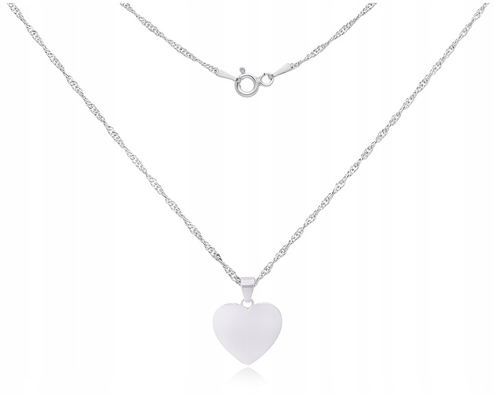 Łańcuszek srebrny z sercem + grawer 925 naszyjnik damski serduszko