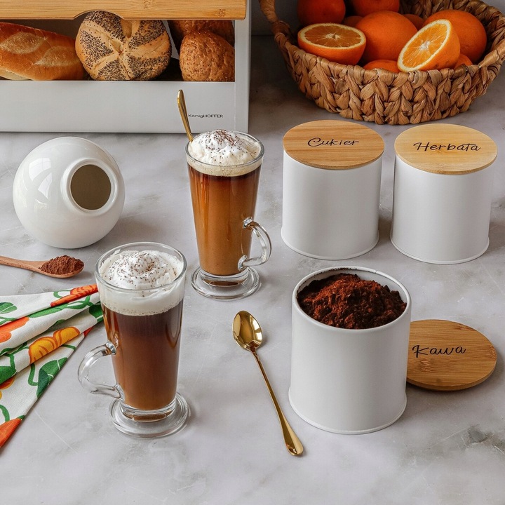 Wysokie SZKLANKI DO LATTE herbaty ZESTAW SZKLANEK do kawy 6szt + ŁYŻECZKI