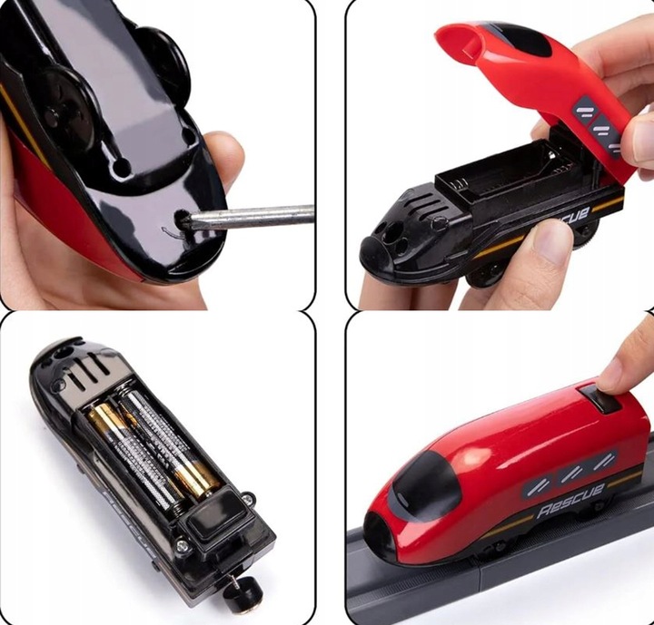 KOLEJKA ELEKTRYCZNA TORY POJAZDY MOSTY DOMKI POCIĄG WAGONY 92 elementów