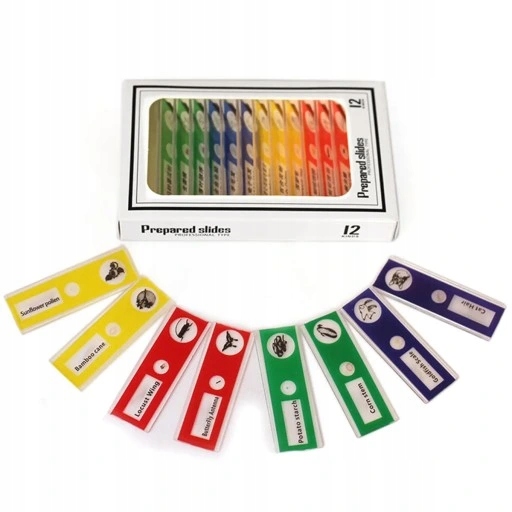 Mikroskop Naukowy Dla Dziecka Szkolny 1200x Prezent ZESTAW PREPARATÓW 24 el