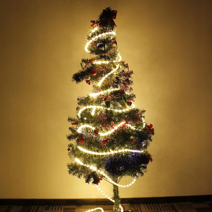 WĄŻ ŚWIETLNY ZEWNĘTRZNY 240 LED LAMPKI CHOINKOWE IP44 10m BIAŁE CIEPŁE