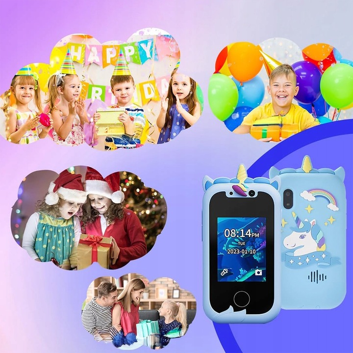 TELEFON DLA DZIECI ZABAWOWY SMARTFON Z APARATEM KAMERĄ I GRAMI MENU 2.4"