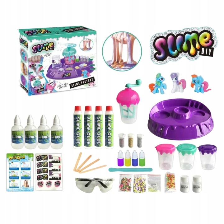 FABRYKA SLIME GLUTY DUŻY ZESTAW BROKAT SOSLIME FABRYKA DO ROBIENIA GLUTÓW