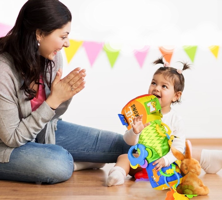 WAŁEK do RACZKOWANIA poduszka dla niemowląt WALEC grzechotki gryzak metki