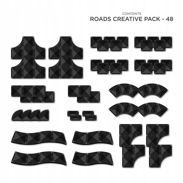 Klocki magnetyczne drogi Creative Roads Pack 48 elementów Connetix