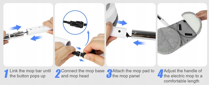 Akumulatorowy mop elektryczny 450ml Zestaw mopów obrotowych Myjka do okien