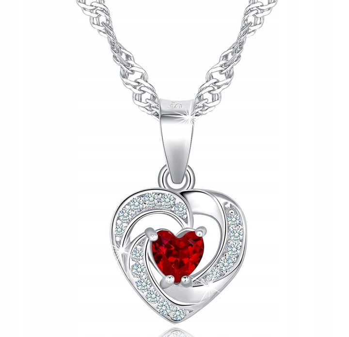 Naszyjnik srebrny 925 łańcuszek z zawieszką serce naszyjnik srebro damski