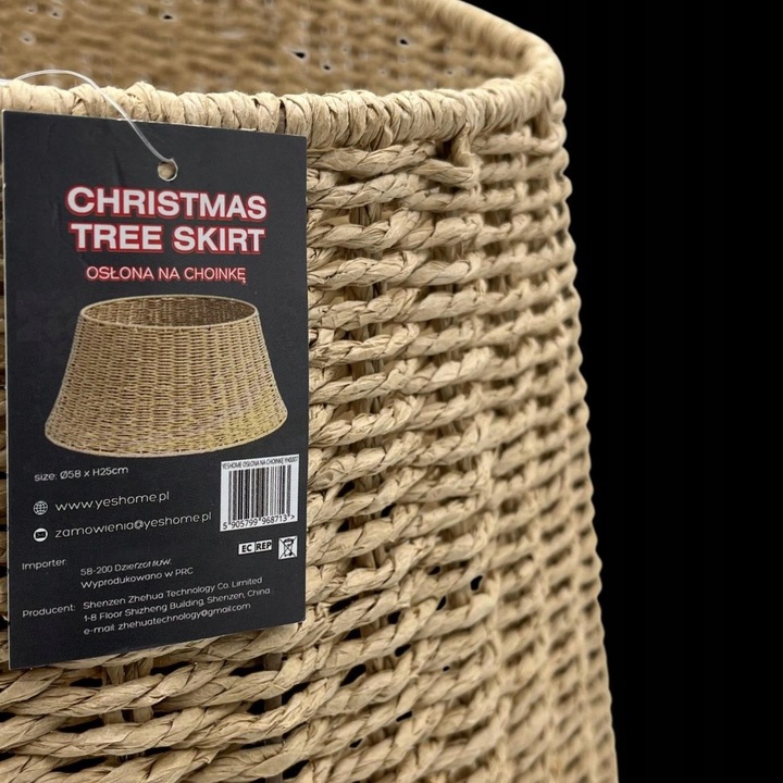 NATURALNA OSŁONA CHOINKOWA W STYLU BOHO RATTAN NA DONICĘ STOJAK POD CHOINKĘ