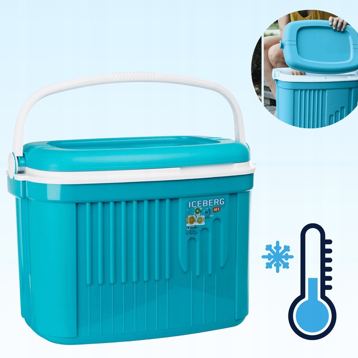 DUŻA LODÓWKA TURYSTYCZNA 42L na WKŁADY MROŻĄCE do AUTA kemping PODRÓŻY