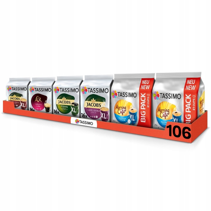 Kapsułki Tassimo zestaw XL 6 opakowań mix kaw czarnych 5+1 GRATIS!