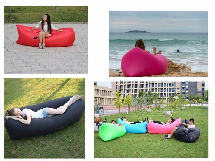 XXL LAZY BAG MATERAC PLAŻOWY POWIETRZNA KANAPA SOFA LEŻAK GRANATOWY 220CM