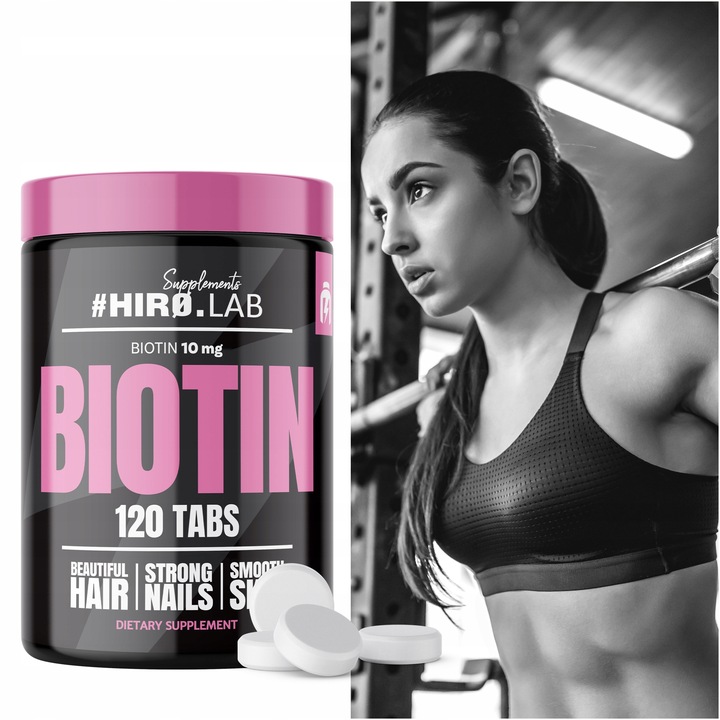 BIOTYNA NA WŁOSY PAZNOKCIE SKÓRA 120 TABLETEK 10 000 mcg WITAMINA B7 hiro