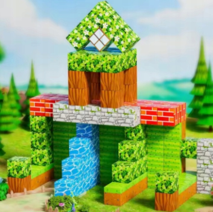 KLOCKI MAGNETYCZNE KLOCKI SZEŚCIANY 220 KLOCKÓW W TYM 2 FIGURKI GIGANTYCZNY