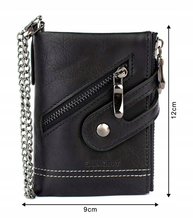 Alessio PORTFEL MĘSKI Block Kart RFID ŁAŃCUCH Pudełko PREZENTOWE