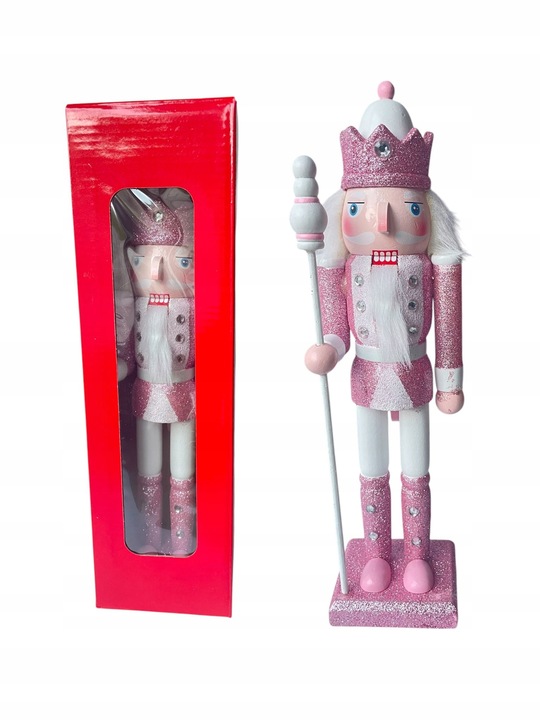 Figurka Świąteczna Dziadek do Orzechów 30CM biało-różowy Nutcracker