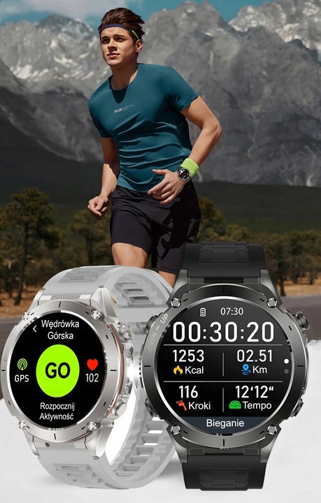 SMARTWATCH MĘSKI ZEGAREK GPS 730 MAH KOMPAS ROZMOWY LATARKA AMOLED PL