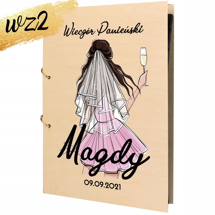 ALBUM WIECZÓR PANIEŃSKI z NADRUKIEM PREZENT DLA PANNY MŁODEJ IMIĘ Y3