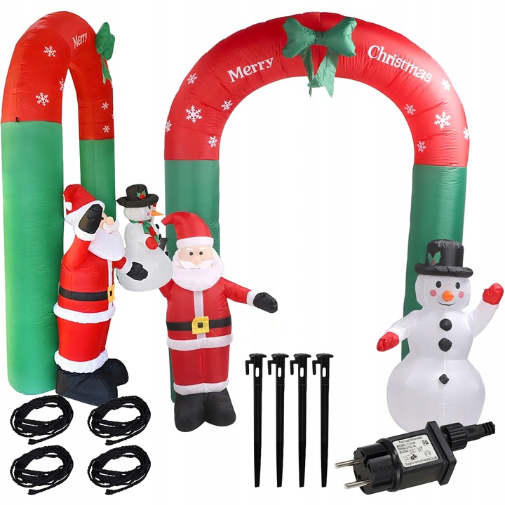 Brama Bramka Dmuchana Ozdoba Świąteczna Mikołaj Bałwan na Święta Duża 240cm