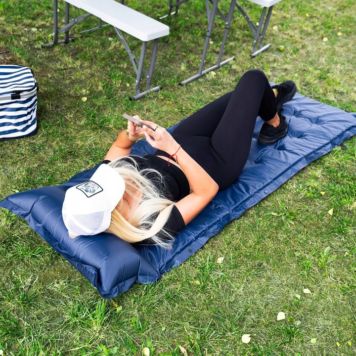 MATA SAMOPOMPUJĄCA TURYSTYCZNA Z PODUSZKĄ 193 cm KARIMATA MATERAC GRUBA