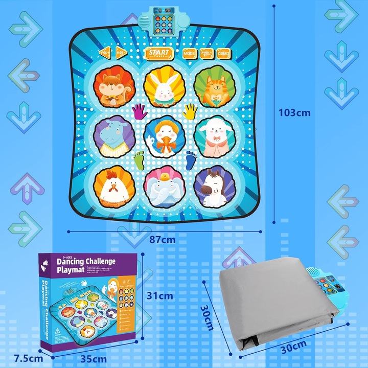 REGULOWANE OBJĘTOŚĆ TANECZNA PAD TANECZNA Z 4 TRYBAMI GRY, BEZ POŚLIZGU