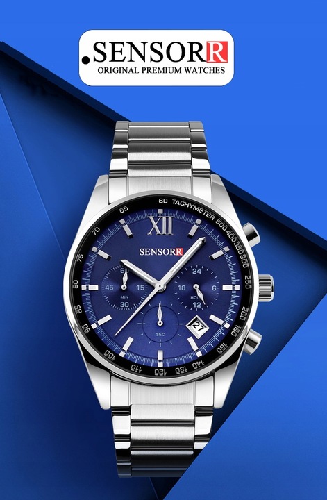 ORYGINALNY ZEGAREK MĘSKI WSKAZÓWKOWY SENSORR NA BRANSOLECIE STAL 304