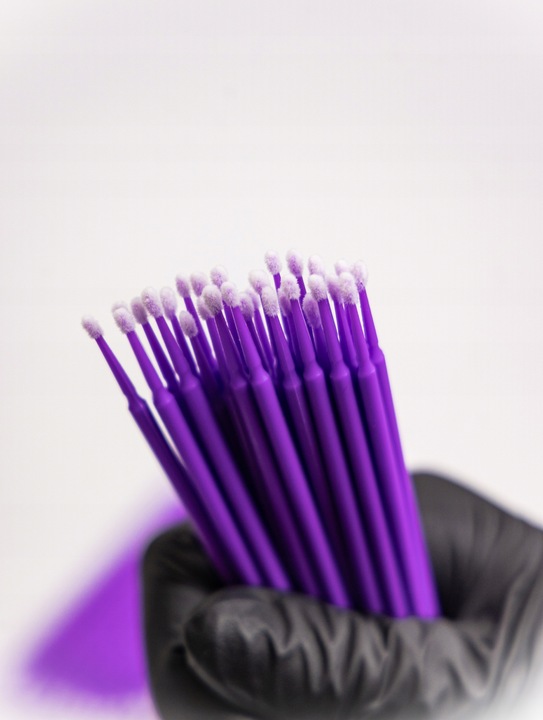 MIKRO APLIKATORY DO RZĘS BEZWŁÓKIENKOWE FIOLETOWE 100 szt