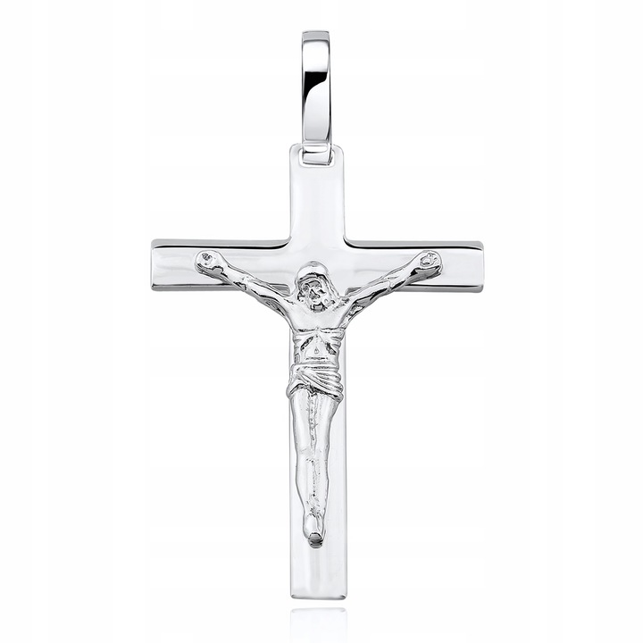 DUŻY SREBRNY KRZYŻYK KRZYŻ NA GRUBY ŁAŃCUCH WZÓR