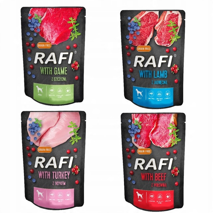 Karma mokra dla psa Dolina Noteci RAFI PREMIUM saszetki mix smaków 40x300g