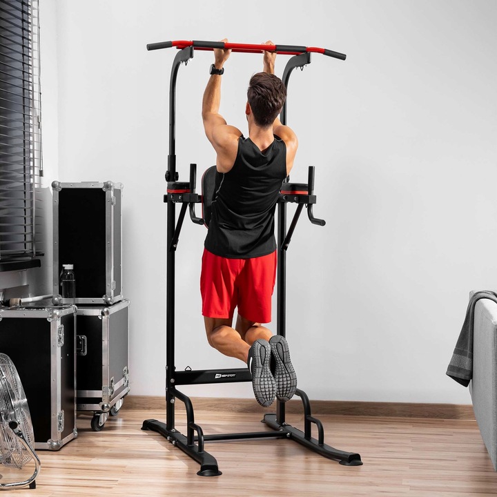 Poręcze do ćwiczeń mięśni brzucha z drążkiem i ekspanderami Hop Sport mocne