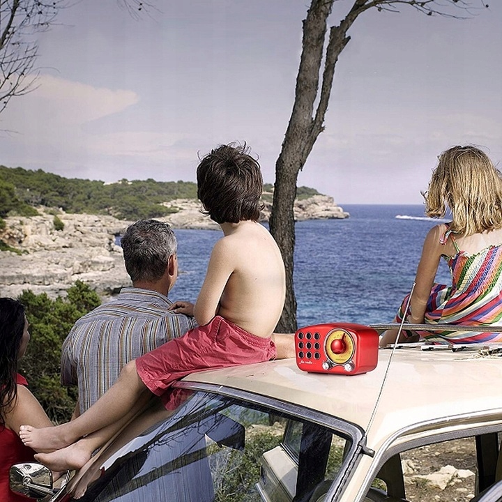 RADIO CZERWONE PRZENOŚNE DLA DZIECI RODZICÓW RETRO