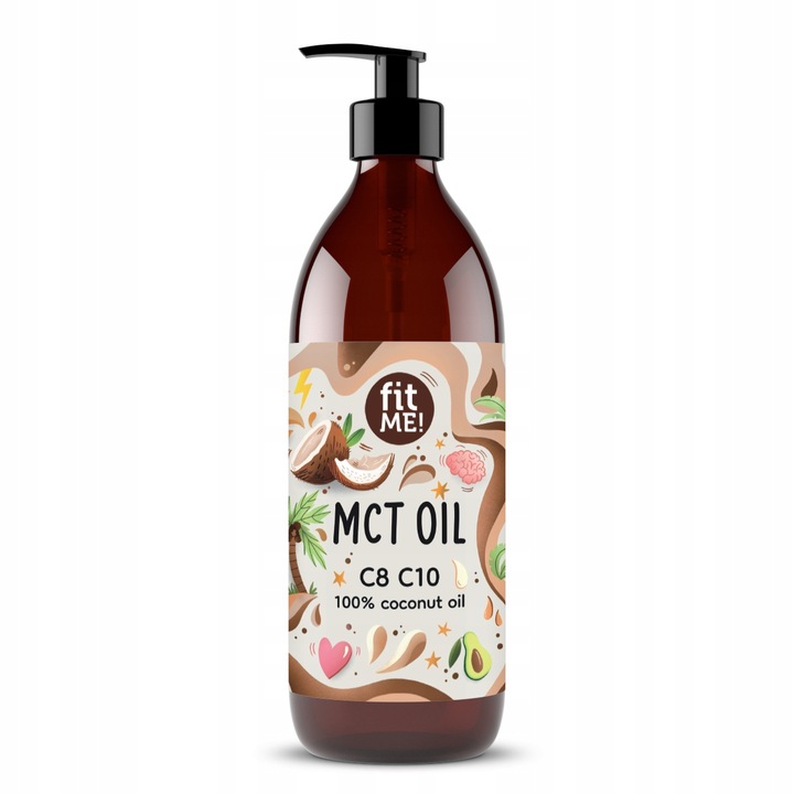 Olej MCT z kokosa 100% Coconut olej kokosowy keto C8 + C10 500 ml + pompka
