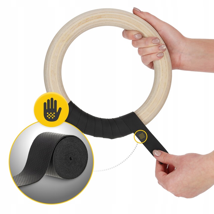 KÓŁKA GIMNASTYCZNE OBRĘCZE DO PODCIĄGANIA DREWNIANE UCHWYTY CROSSFIT KOŁA