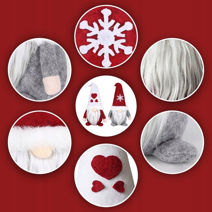 SKRZATY POD CHOINKĘ ŚWIĄTECZNE KRASNALE GNOMY OZDOBA NA ŚWIĘTA 2SZT KOMPLET