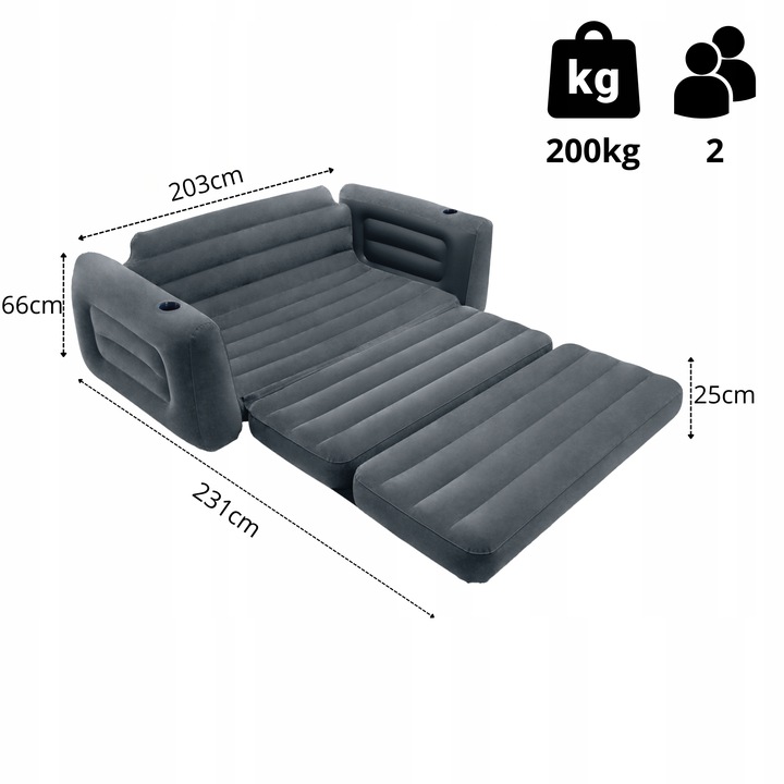 Materac Dmuchany Dwuosobowy Sofa Łóżko Intex 66552