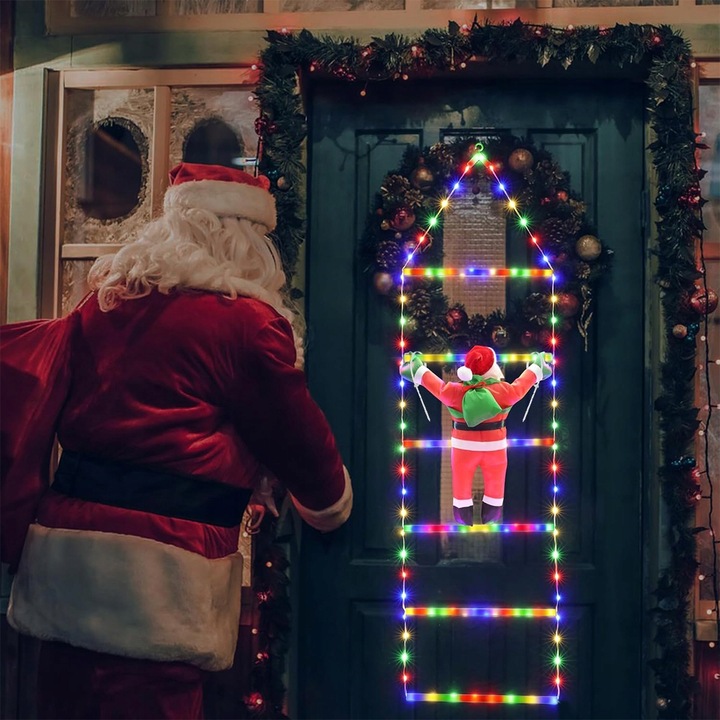 6 drabin Święty Mikołaj Na Drabinie Dekoracja Świąteczna Ozdoba LED Z Timer